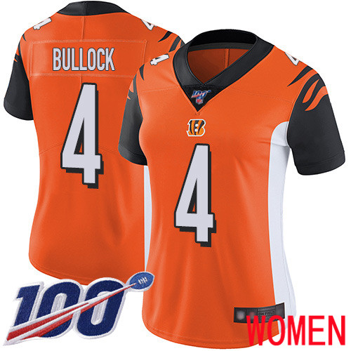 Cincinnati Bengals Limited Orange Women Randy Bullock Alternate Jersey NFL Footballl 4 100th Season Vapor Untouchable